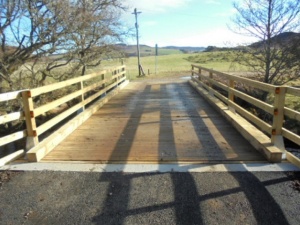 Bridge deck formed using stress laminated timber panels